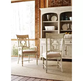 Homestead Pine Cornsilk Upholstered Arm Chair Set of 2