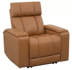 Phoenix Autumn Caramel Leather Zero Gravity Power Recliner with LED and USB Charging