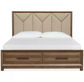 Callisto Bourbon Brown and Santa Cruz Upholstered Storage Panel Bedroom Set