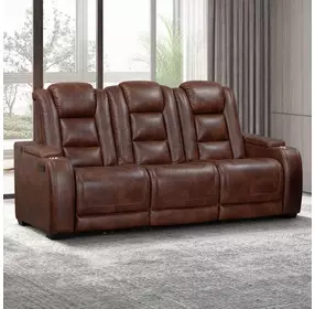 Chester Brown 85" Reclining Sofa with USB Charging and LED