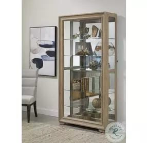 P021767 Light Brown 5 Shelf Sliding Door Curio Cabinet
