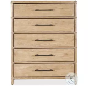 Retreat Light Brown Pole Rattan 5 Drawer Chest