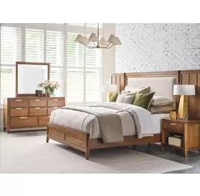 Aspire Cherry 8 Drawer Profile Dresser with Rectangular Landscape Mirror
