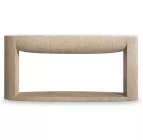 Loggia White and Aria Oval Travertine Top Console Table