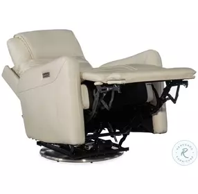 Steffen Aline Snow Leather Swivel Power Recliner With Power Headrest