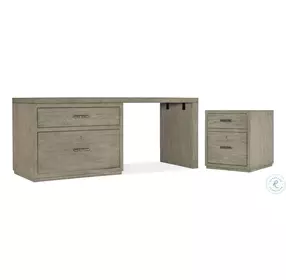 Blue Ridge Soft Smoked Gray 72" Desk with Lateral File Cabinet