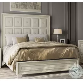 Luciana Semi Transparent Creamy White Queen Upholstered Panel Bed