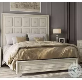 Luciana Semi Transparent Creamy White King Upholstered Panel Bed