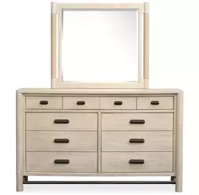 Sunset Cove Sanibel Brown and Gray 9 Drawer Dresser with Rectangular Mirror