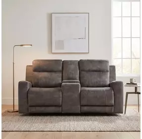 Yates Brownish Gray Double 71" Reclining Console Loveseat