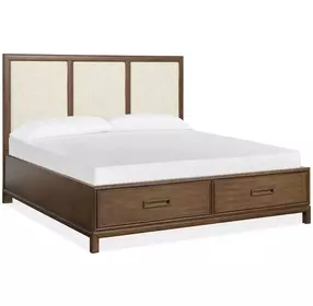 Ridgefield Russet and Cream California King Upholstered Storage Panel Bed