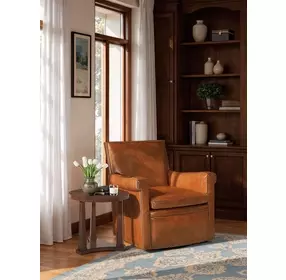 Jilian Warm Caramel Leather Swivel Club Chair