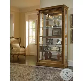 20484 Warm Honey Brown Two Way Sliding Door Curio Cabinet