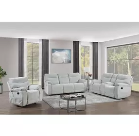 Chablis Mist Gray Glider Recliner with Heat and Massage