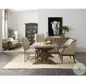 Château Noir Antique Varnish And Barn Wood 86" Double Pedestal Extendable Dining Table