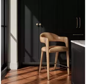 Martens Brown Leather Upholstered Counter Height Stool