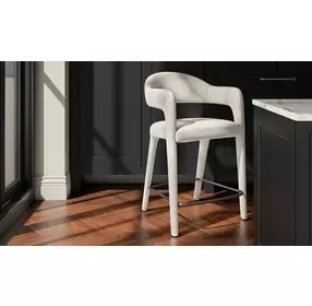 Martens Beige Performance Fabric Upholstered Bar Stool