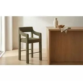 Elise Cedar Green Performance Fabric Upholstered Counter Height Stool
