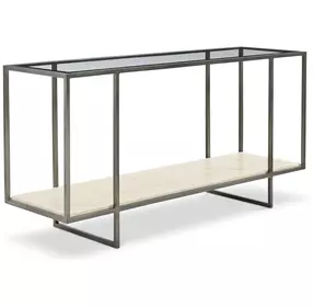 Harlow Bronze And White Travertine Stone Metal Console Table