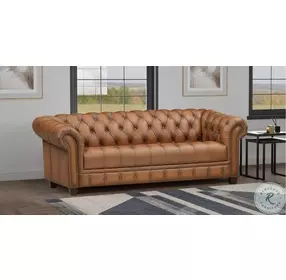 Haworth Saddle Leather Living Room Set with Nailhead Trim