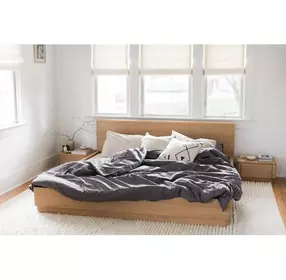 Round Off Light Brown King Platform Bed