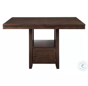 Yorktown Brown Rectangular Storage Counter Height Dining Room Table