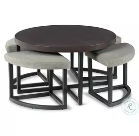 Yukon Walnut And Black Coffee Table with Stool