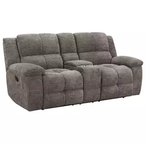 Branton Cabot Stone 86" Manual Reclining Loveseat with Console and USB Charging