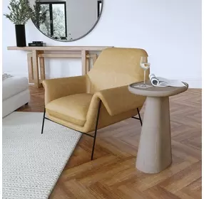 Ambroise Brown Leather Upholstered Club Chair