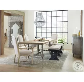Dolce Vita Natural And Time Worn Gray 84" Trestle Extendable Dining Table