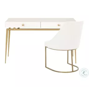 Parissa LiveSmart Peyton Pearl And Brushed Gold Dining Chair Set of 2