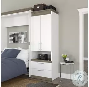 Orion White And Walnut Grey 30" Storage Cabinet With Pull Out Shelf
