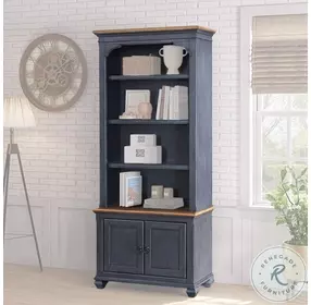 Americana Corduroy Blue And Brown 79" Pier Bookcase