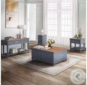 Americana Corduroy Blue And Brown 60" Sofa Table