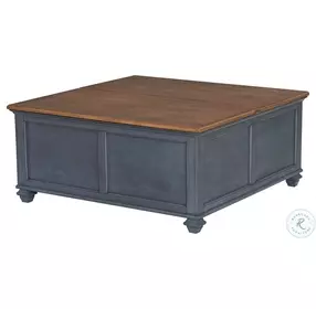 Americana Corduroy Blue And Brown 40" Lift Top Occasional Table Set