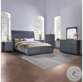 Americana Corduroy Blue And Brown Nightstand