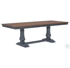 Americana Corduroy Blue And Brown Extendable Dining Room Set