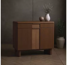 Verge Handcrafted Walnut 1 Drawer Accent Door Chest