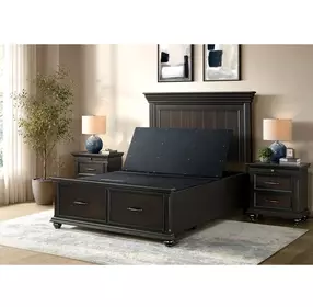 Petros Black Queen Upholstered Air Adjustable Base with Head Incline