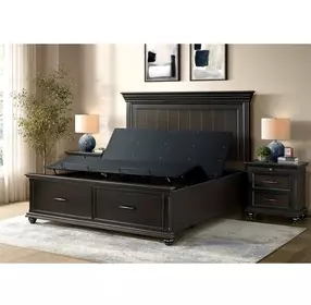 Petros Black King Upholstered Pro Adjustable Base with Head and Foot Incline