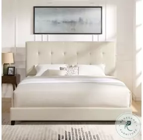 Bridger Beige Tufted King Upholstered Platform Bed