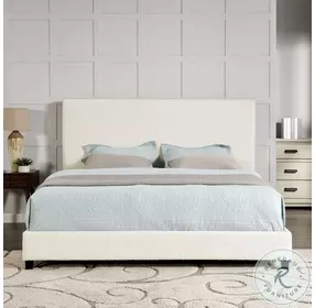 Bridger White Boucle King Upholstered Platform Bed