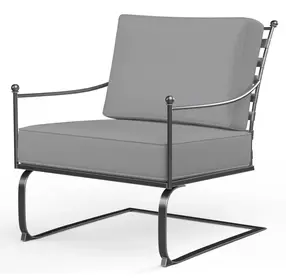 Provence Canvas Granite Upholstered Outdoor Rocker Club Chair with Self Welt