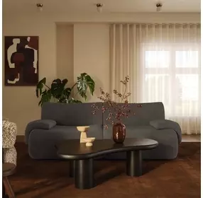 Zenith Charcoal Gray Upcycled Fabric Modular 80" Loveseat