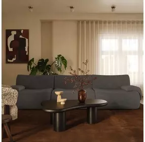 Zenith Charcoal Gray Upcycled Fabric Modular 117" Sofa