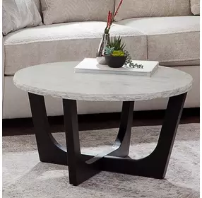 Chrissy Black and White Round Marble Top Cocktail Table