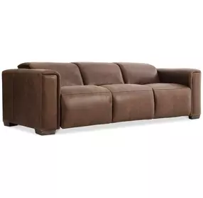 Billings Brown Leather 96" Power Reclining Sofa