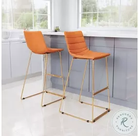 Adele Orange And Gold Bar Stool Set Of 2