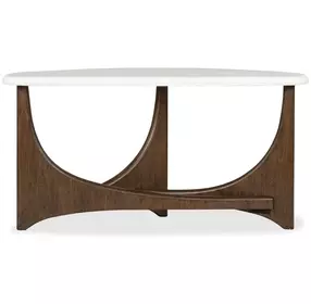 Elowen Vale Turkish Coffee and White Demilune Marble Top Sofa Table
