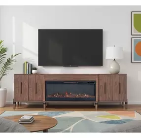 Tranquility Walnut 94" TV Stand with Fireplace